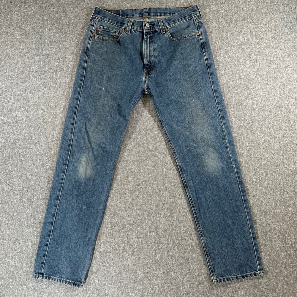 Levi's Jeans Mens 33x32 505 Regular Fit Blue Straight Leg Denim